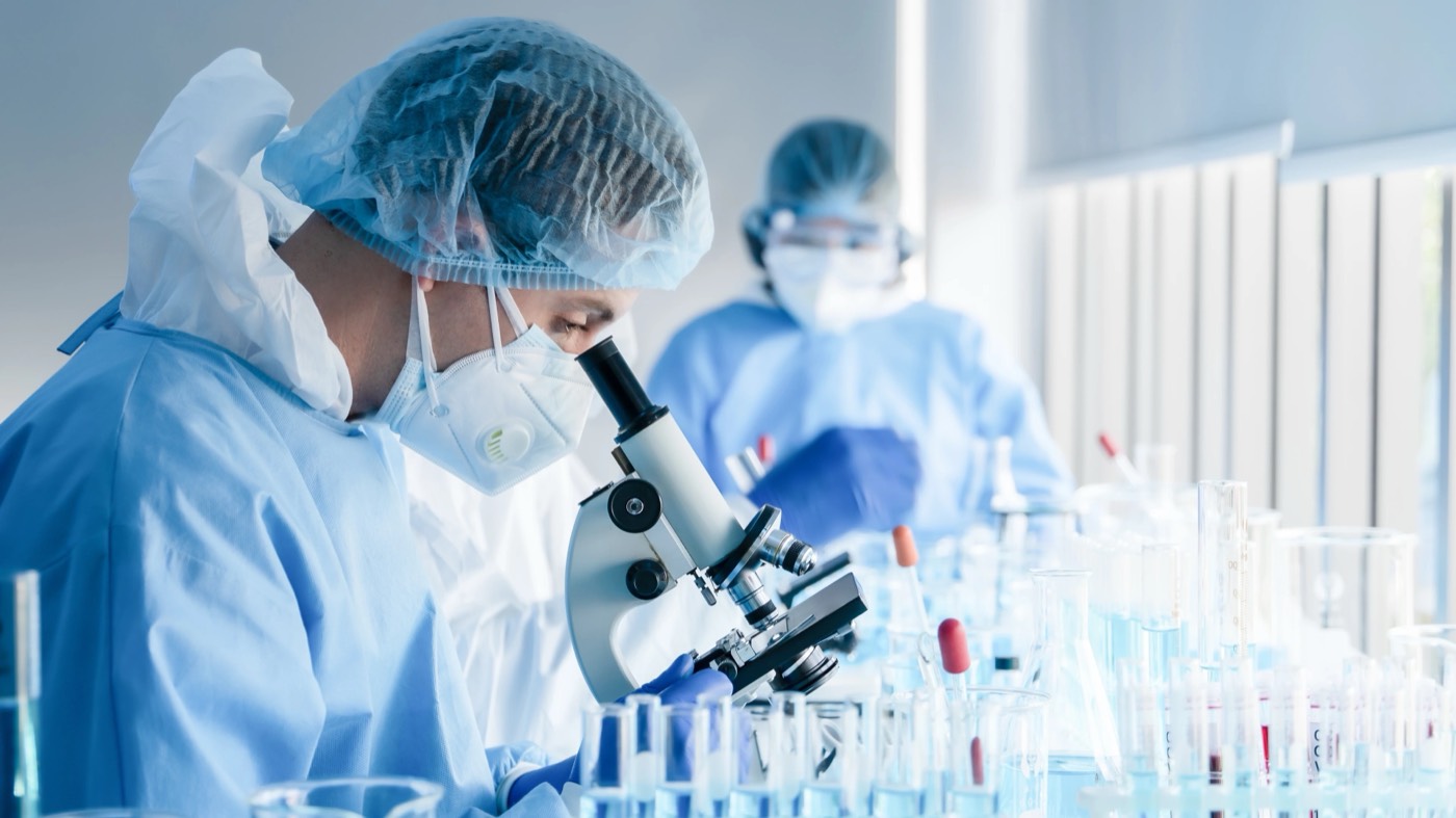 Researcher working in a vaccine laboratory